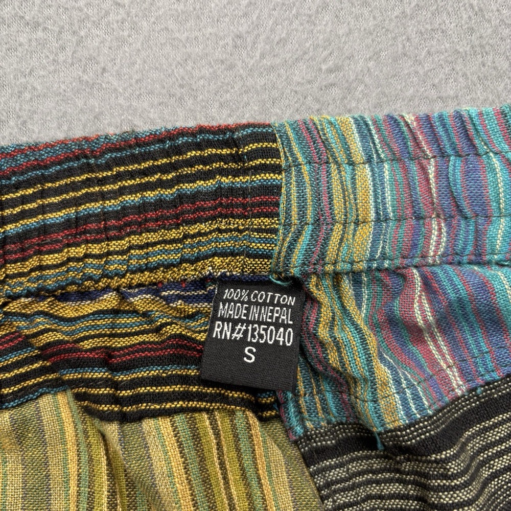Patchwork Striped Midi Skirt Size S Boho Hippie Retro 100% Cotton Made in Nepal - Picture 8 of 13